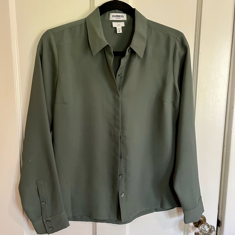 Express Portofino slim shirt, olive green